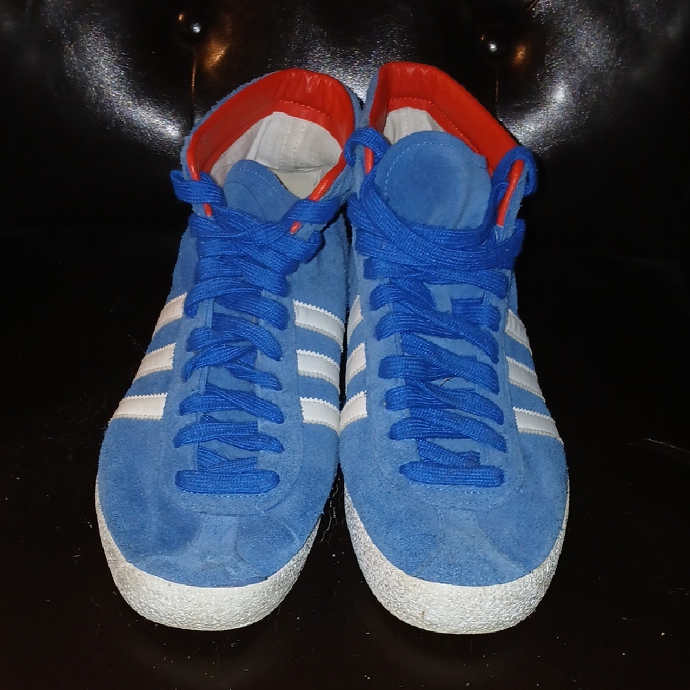 Adidas Suede Blue and Red High-Top Sneakers With Suede Material